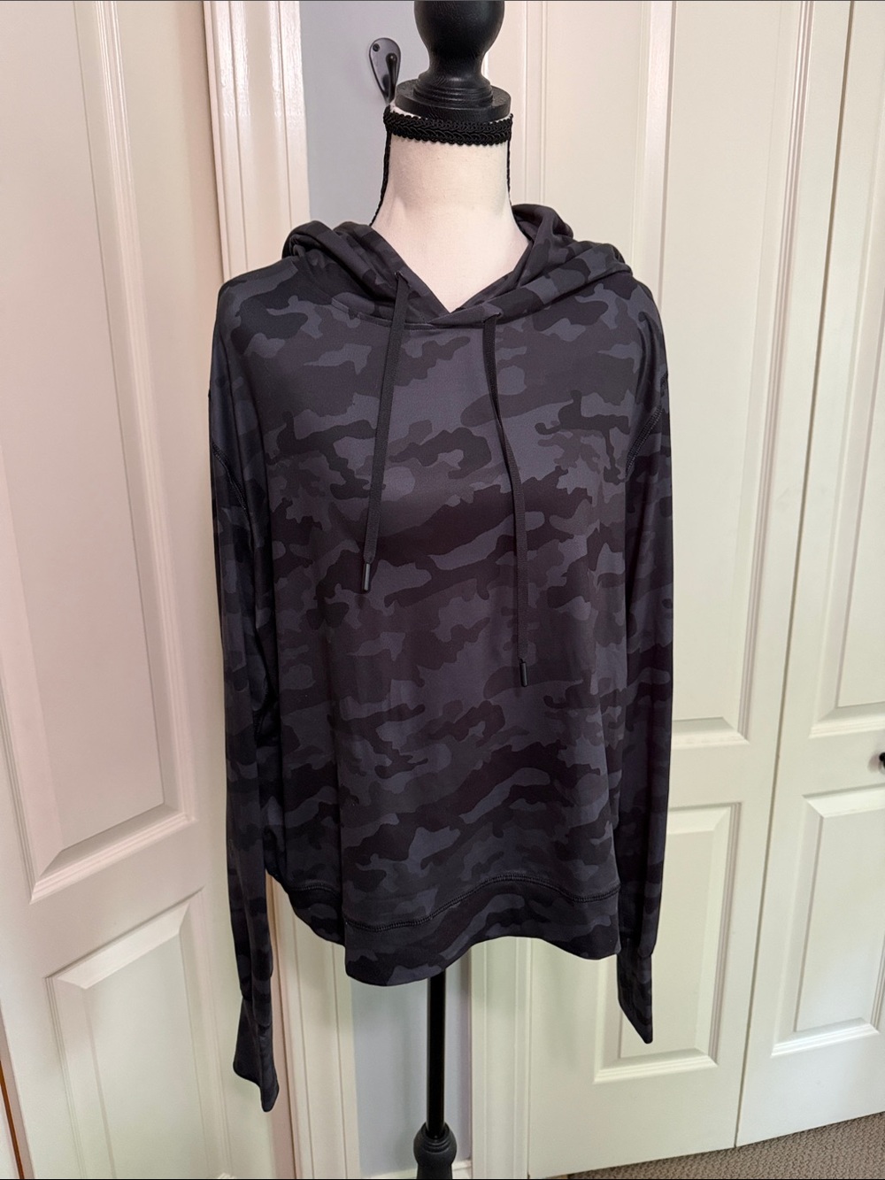 Women's Black Charcoal Camo Hoodie Sweatshirt